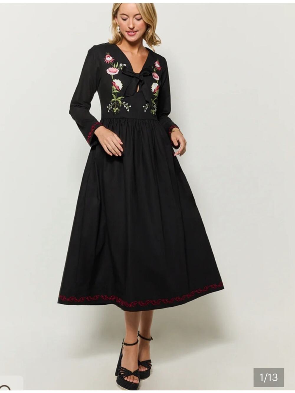 J Crew Floral Smocked Back Tie Shoulder Midi Dress